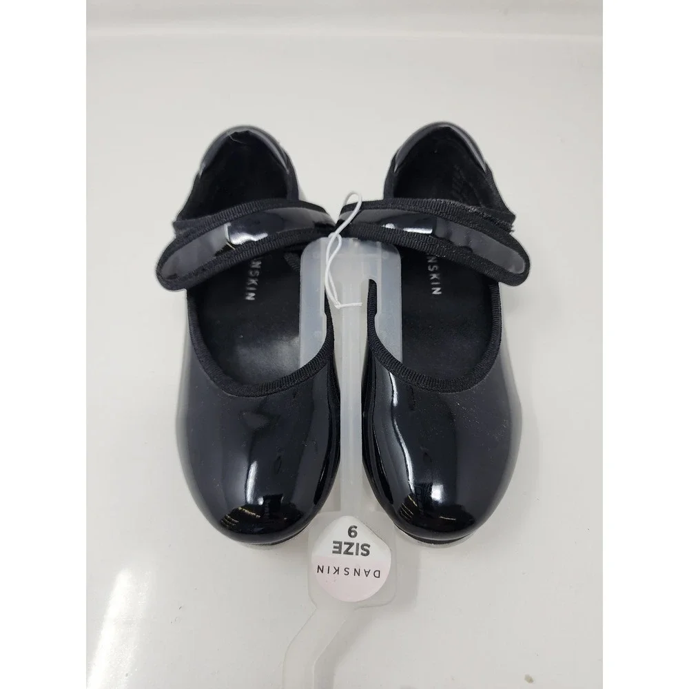 Danskin Girls Mary Jane Tap Shoes Black Faux Leather Dance Size 9